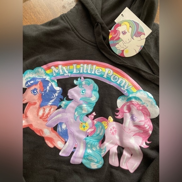 My Little Pony Cropped Black Hoodie NWT - Picture 3 of 5